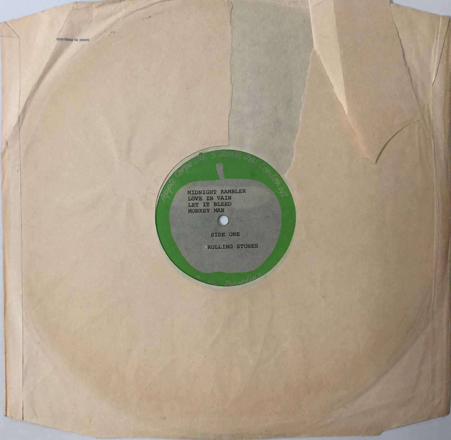 Lot 6 - THE ROLLING STONES - 'LET IT BLEED' - ORIGINAL UK APPLE ACETATE RECORDING