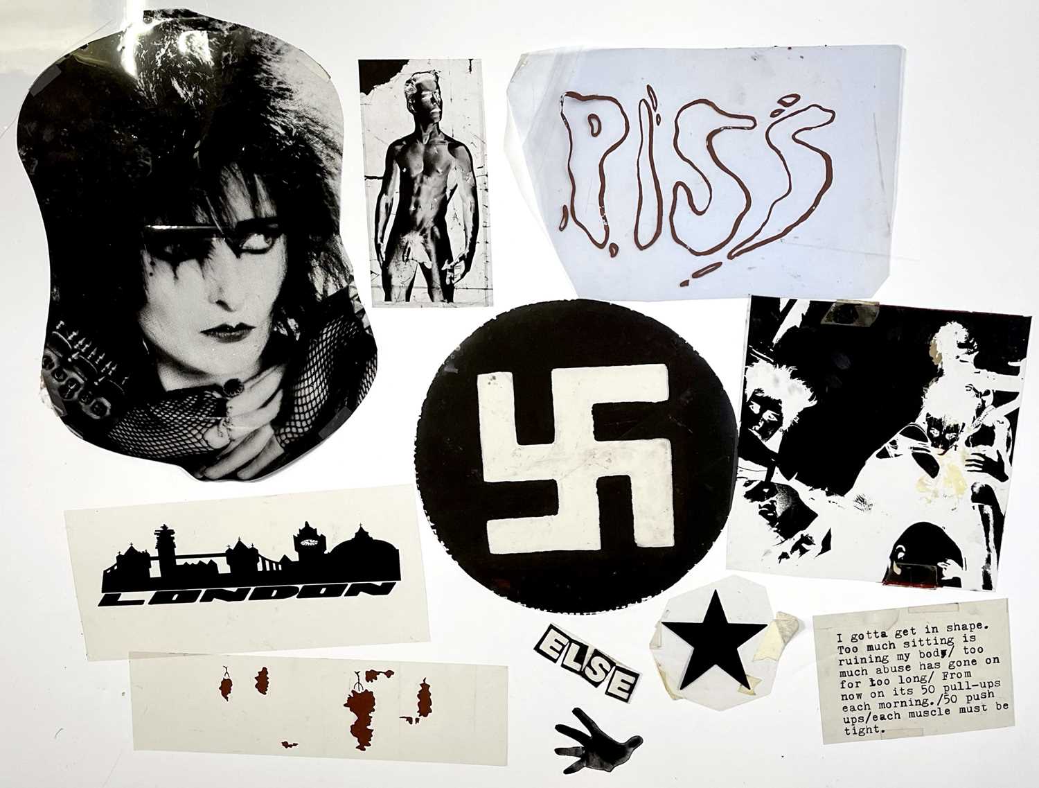 Lot 17 - BOY LONDON / SEDITIONARIES - PUNK FASHION HISTORY - ORIGINAL CELLULOID SHEETS FOR SEDITIONARIES ERA DESIGNS.