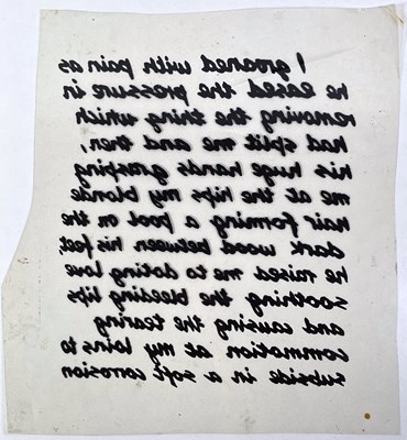 Lot 26 - BOY LONDON / SEDITIONARIES - PUNK FASHION HISTORY - ORIGINAL CELLULOID SHEET FOR SEDITIONARIES 'I GROANED' T-SHIRT DESIGN.