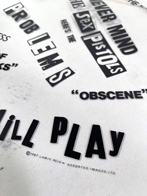 Lot 32 - BOY LONDON / SEDITIONARIES - THE SEX PISTOLS - ORIGINAL CELLULOID SHEET FOR 'NEVER MIND THE BANS' / 'NUMBER ONE' ARTWORK.