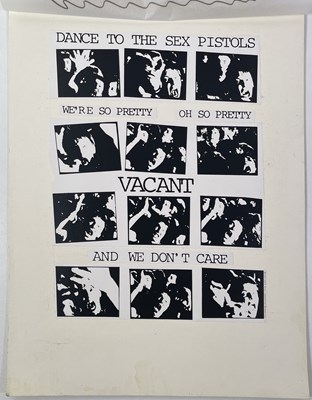 Lot 43 - BOY LONDON - JAMIE REID (1947 - 2023) - JAMIE REID DESIGNS FOR BOY LONDON - ORIGINAL PROOFS FOR SEX PISTOLS PRETTY VACANT.