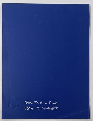 Lot 44 - BOY LONDON - JAMIE REID (1947 - 2023) - JAMIE REID DESIGNS FOR BOY LONDON - ORIGINAL PROOFS FOR NEVER TRUST A PUNK T-SHIRT.
