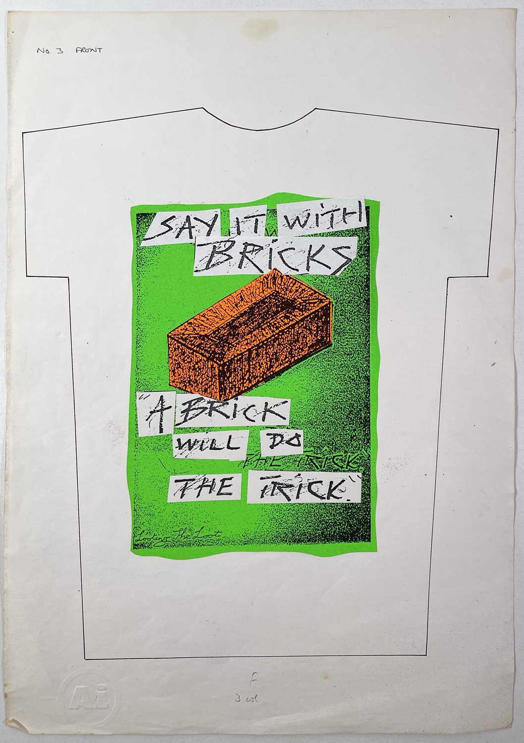 Lot 53 - BOY LONDON - JAMIE REID (1947 - 2023) - JAMIE REID DESIGNS FOR BOY LONDON - ORIGINAL PROOFS FOR T-SHIRT DESIGN