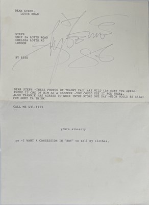 Lot 67 - BOY LONDON ARCHIVE - BOY GEORGE IN BOY - SIGNED LETTER / PHOTO COLLECTION.