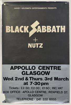 Lot 73 - BLACK SABBATH / NUTZ - ORIGINAL 1977 CONCERT POSTER.