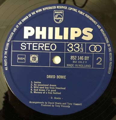 Lot 23 - DAVID BOWIE - DAVID BOWIE LP (DUTCH OG - FACTORY SAMPLE - PHILIPS - 852 146 BY)
