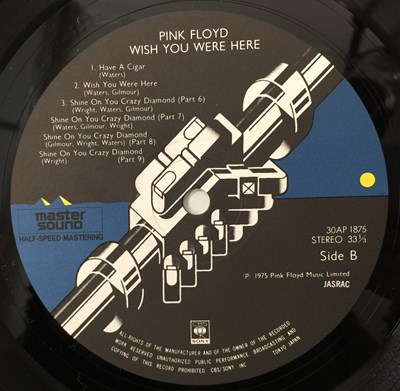 Lot 29 - PINK FLOYD - WISH YOU WERE HERE LP (JAPANESE HALF-SPEED MASTER + SIGNED PVC SLEEVE - 30AP 1875)