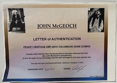 Lot 251 - PUNK INTEREST - JOHN MCGEOGH OWNED AND USED PEAVEY AMPLIFIER.