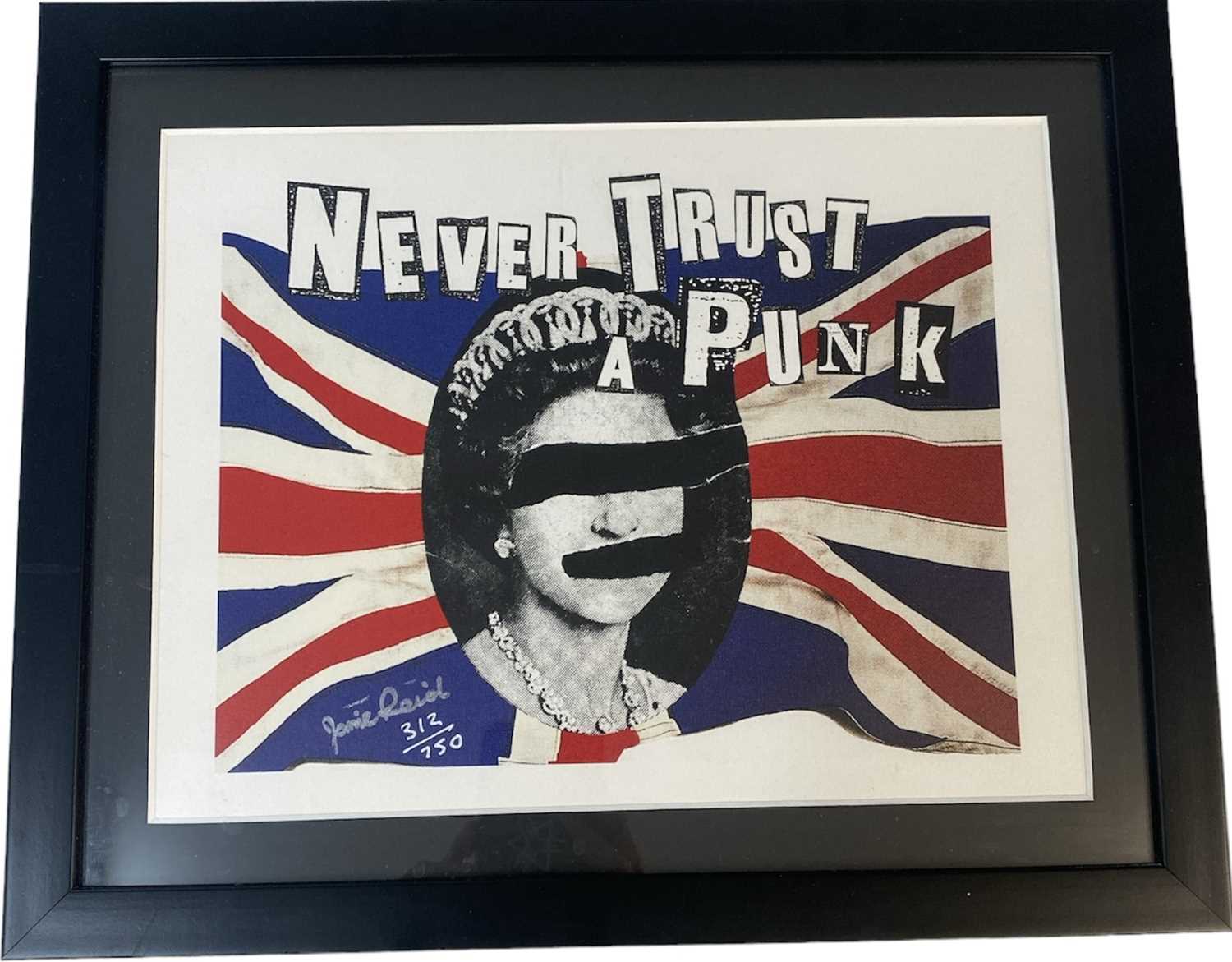 Lot 102 - JAMIE REID 'NEVER TRUST A PUNK' LIMITED EDITION PRINT.