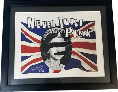 Lot 102 - JAMIE REID 'NEVER TRUST A PUNK' LIMITED EDITION PRINT.