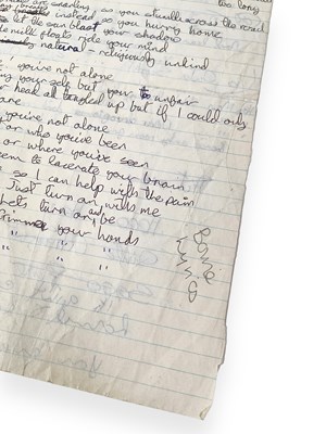 Lot 293 - DAVID BOWIE - HANDWRITTEN LYRICS FOR SUFFRAGETTE CITY / ROCK N' ROLL SUICIDE.