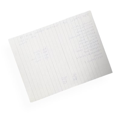 Lot 416 - MARK E. SMITH / THE FALL - EARLY HANDWRITTEN SETLIST.