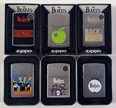 Lot 363 - THE BEATLES - COLLECTION OF SEVEN ZIPPO LIGHTERS - ALL UNSTRUCK.