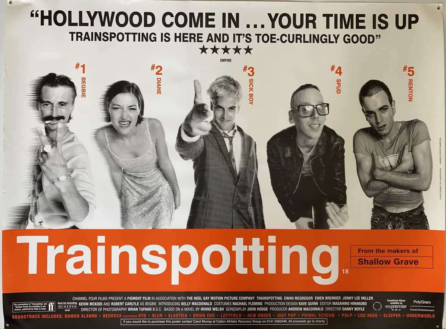 Lot 30 - TRAINSPOTTING UK QUAD FILM POSTER