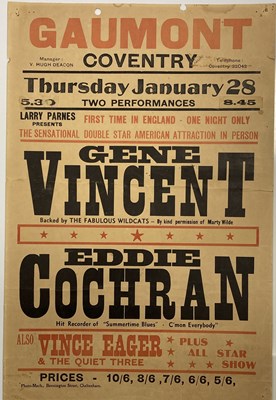 Lot 183 - EDDIE COCHRAN AND GENE VINCENT 1960 POSTER