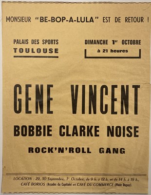 Lot 93 - GENE VINCENT 1967 HANDBILL