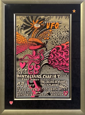 Lot 74 - DANTALIANS CHARIOT / JEFF BECK - ORIGINAL 1967 UFO AT ROUNDHOUSE POSTER.
