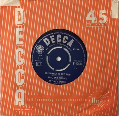 Lot 389 - PAUL AND RITCHIE AND THE CRYING SHAMES - SEPTEMBER IN THE RAIN 7" (DECCA - F.12483)