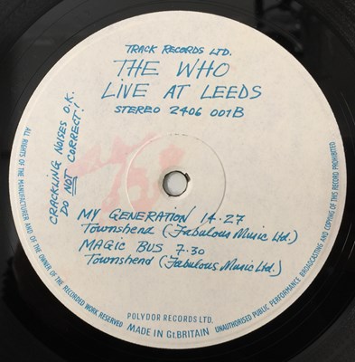 Lot 353 - THE WHO - LIVE AT LEEDS LP (COMPLETE 1ST UK PRESSING - TRACK 2406 001)