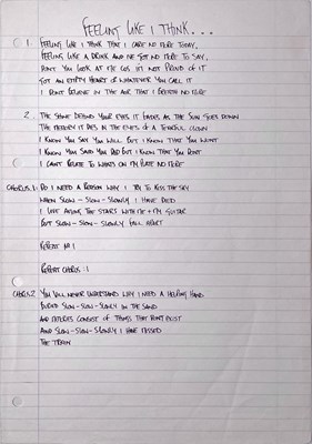 Lot 190 - OASIS - THE NOTEBOOK - NOEL GALLAGHER'S ORIGINAL WORKING LYRIC BOOK C 1994.