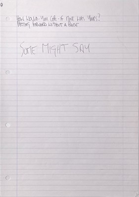 Lot 190 - OASIS - THE NOTEBOOK - NOEL GALLAGHER'S ORIGINAL WORKING LYRIC BOOK C 1994.