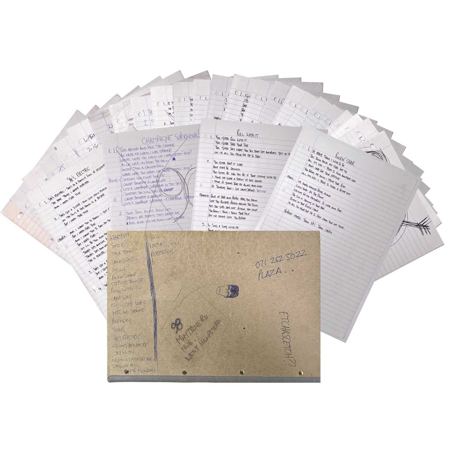 Lot 190 - OASIS - THE NOTEBOOK - NOEL GALLAGHER'S ORIGINAL WORKING LYRIC BOOK C 1994.