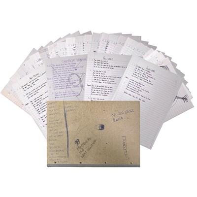 Lot 190 - OASIS - THE NOTEBOOK - NOEL GALLAGHER'S ORIGINAL WORKING LYRIC BOOK C 1994.