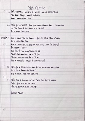 Lot 190 - OASIS - THE NOTEBOOK - NOEL GALLAGHER'S ORIGINAL WORKING LYRIC BOOK C 1994.
