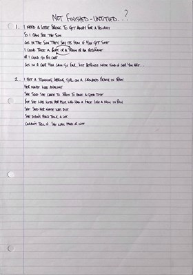 Lot 190 - OASIS - THE NOTEBOOK - NOEL GALLAGHER'S ORIGINAL WORKING LYRIC BOOK C 1994.