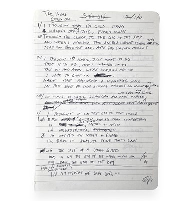 Lot 203 - OASIS INTEREST - ANDY BELL BEADY EYE HANDWRITTEN LYRICS.