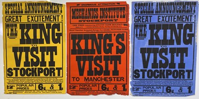 Lot 79 - LOCAL INTEREST - 'KING TO VISIT STOCKPORT' ORIGINAL POSTER SET.