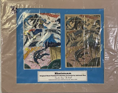 Lot 49 - BOB KANE AUTOGRAPH PLUS SIGNED ORIGINAL HAND PAINTED COMIC ARTWORK - BATMAN.