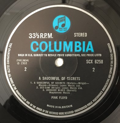 Lot 84 - PINK FLOYD - A SAUCERFUL OF SECRETS LP (UK STEREO - COLUMBIA - SCX 6258)