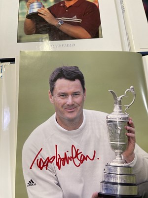 Lot 279 - GOLF MEMORABILIA - SIGNED GOLF BALLS AND SIGNED OPEN BOOKS.