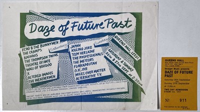 Lot 83 - ECHO AND THE BUNNYMEN / THE CRAMPS / JAPAN AND MORE - ORIGINAL 1981 HANDBILL AND TICKET STUB.