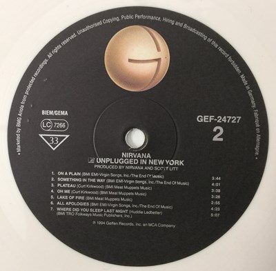 Lot 21 - NIRVANA - UNPLUGGED IN NEW YORK LP (EUROPEAN WHITE VINYL ORIGINAL - GEFFEN - GEF-24727)