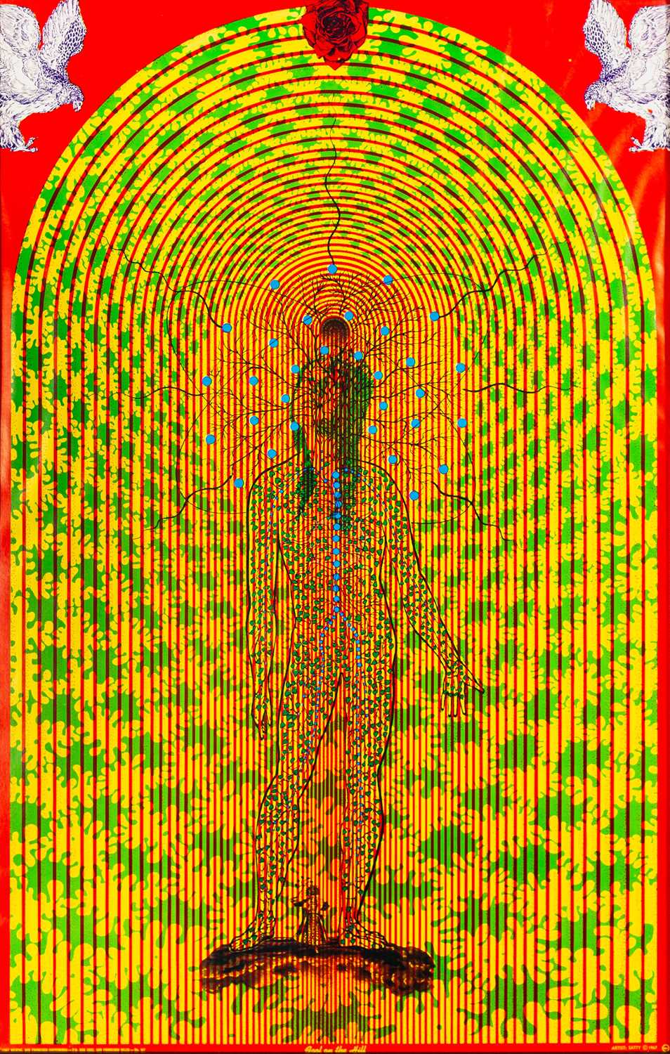 Lot 11 - WEST COAST PSYCHEDELIA - WILFRIED SATTY - 'FOOL ON THE HILL' ORIGINAL POSTER.