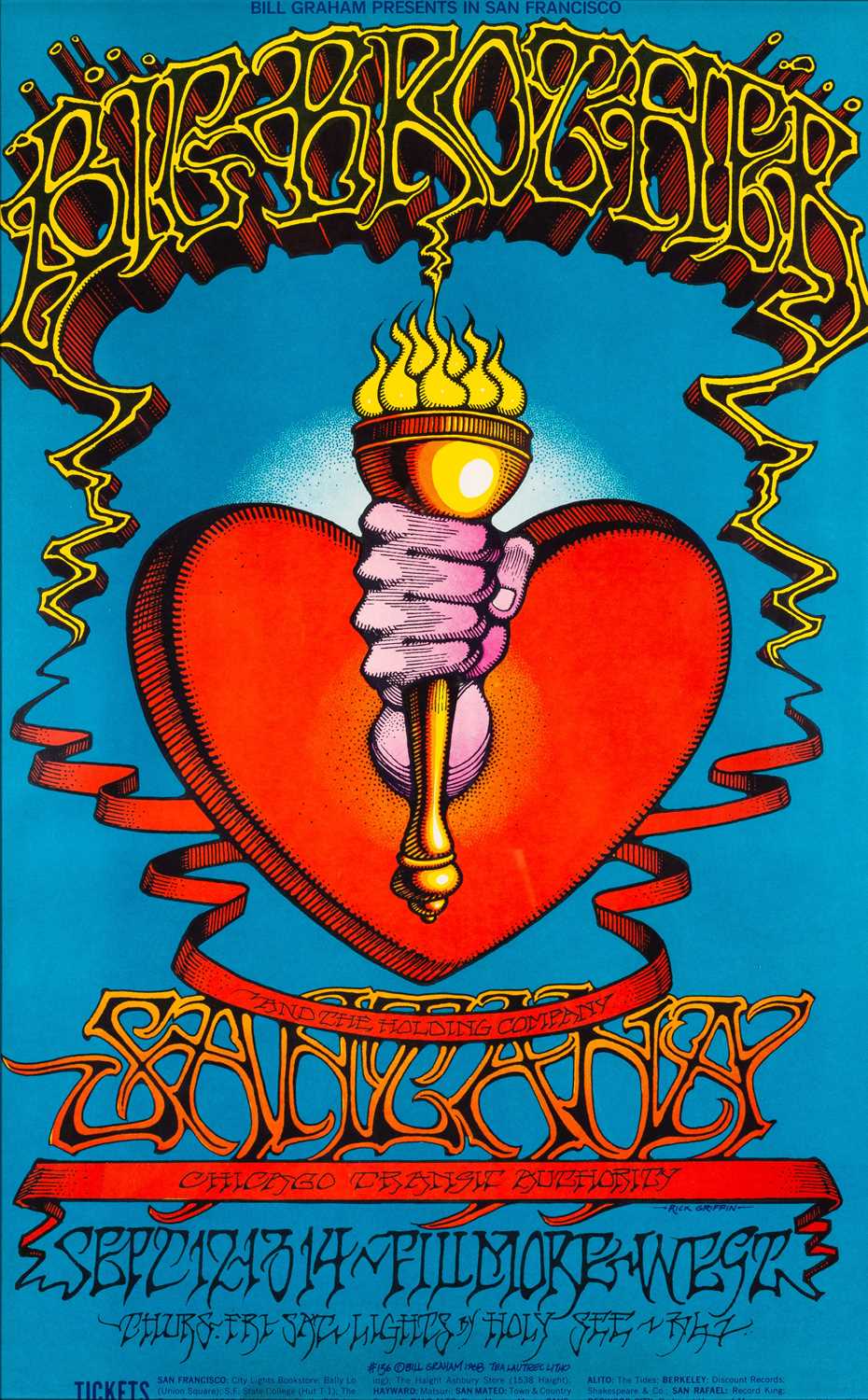 Lot 15 - RICK GRIFFIN - HEART AND TORCH - BG-136 - 2008 WOLFGANG'S REPRINT.