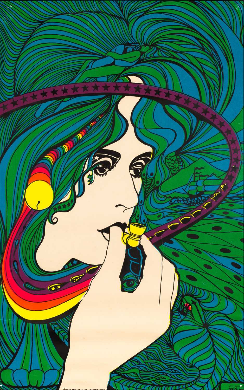 Lot 19 - TOM GATZ - ACID QUEEN - ORIGINAL AND RARE BLACKLIGHT POSTER, 1970 - GRACE SLICK.