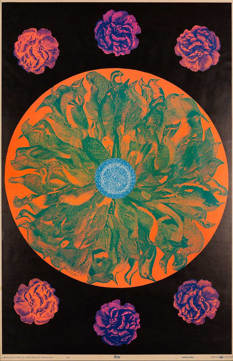 Lot 22 - ORIGINAL BLACKLIGHT POSTER C 1969 'BIRDS'.