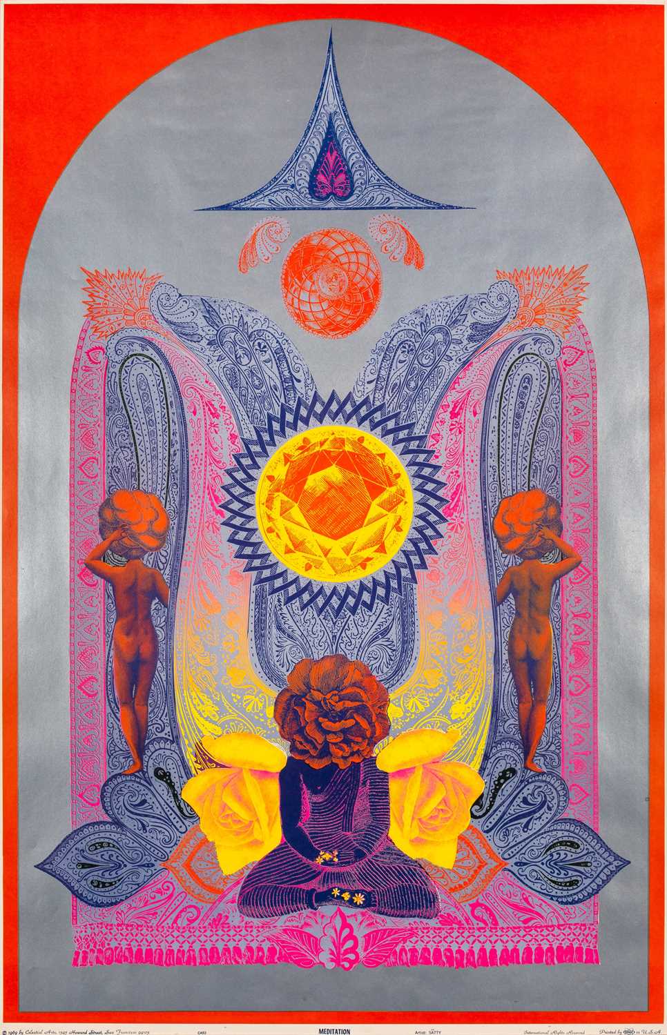 Lot 27 - WEST COAST PSYCHEDELIA - WILFRIED SATTY - MEDITATION -1969,  ORIGINAL POSTER.