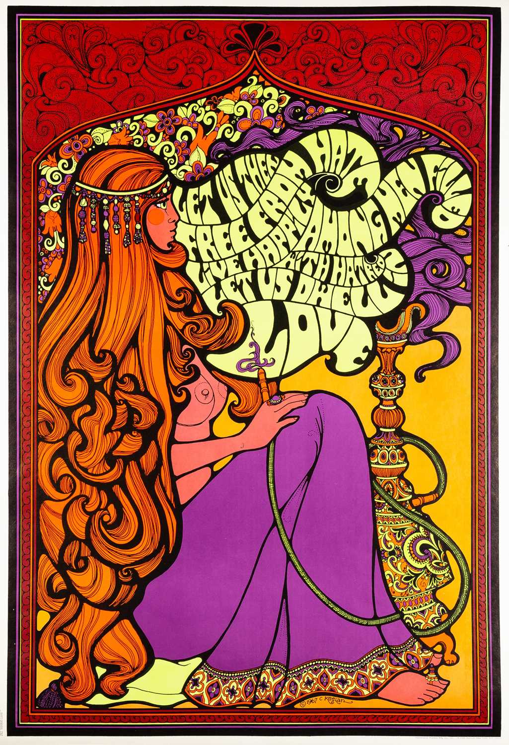Lot 28 - C. KEELAN - HOOKAH LOVE, ORIGINAL PERSONALITY POSTER, 1967.