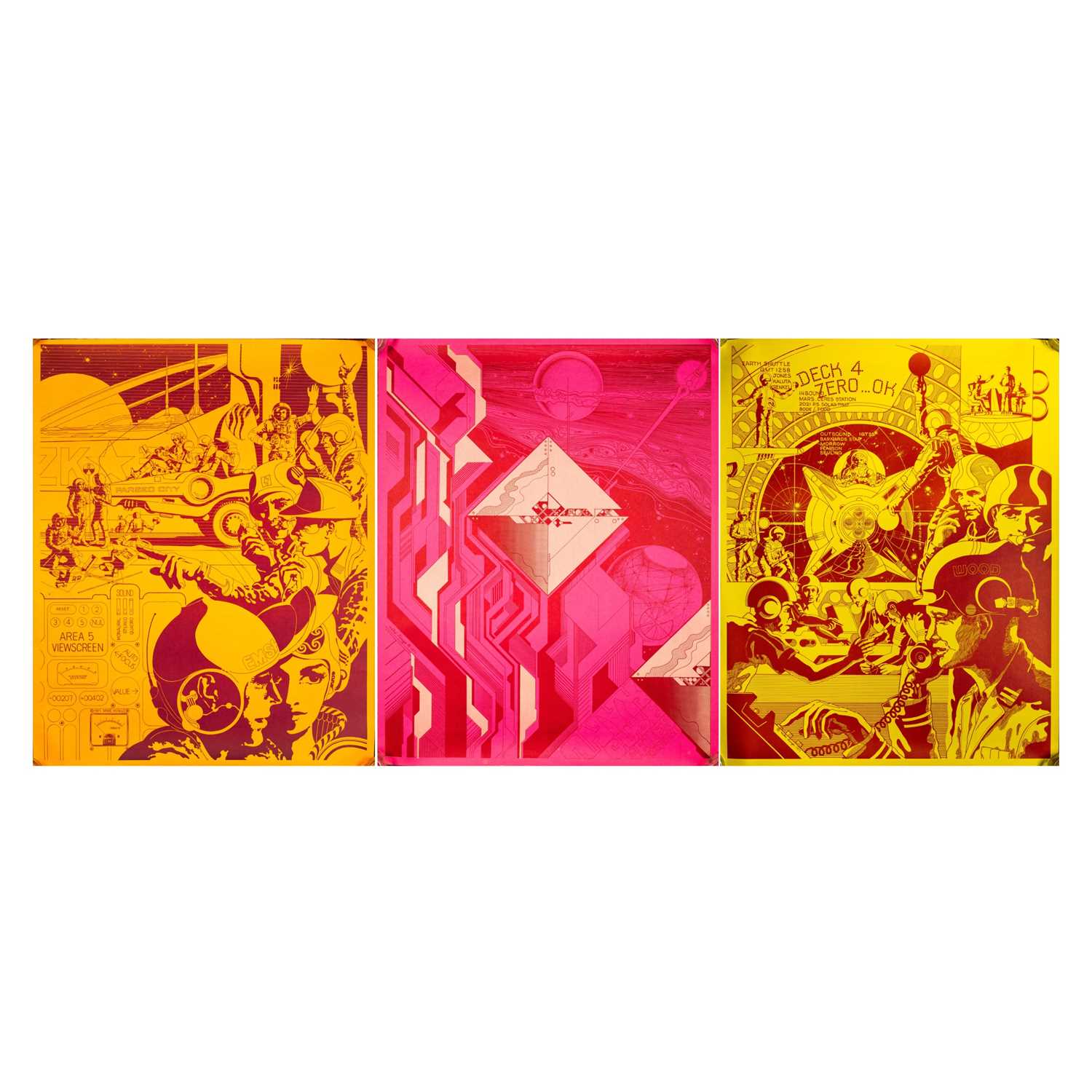 Lot 43 - MIKE HINGE - 1971 - THREE POSTER SCI FI SET.