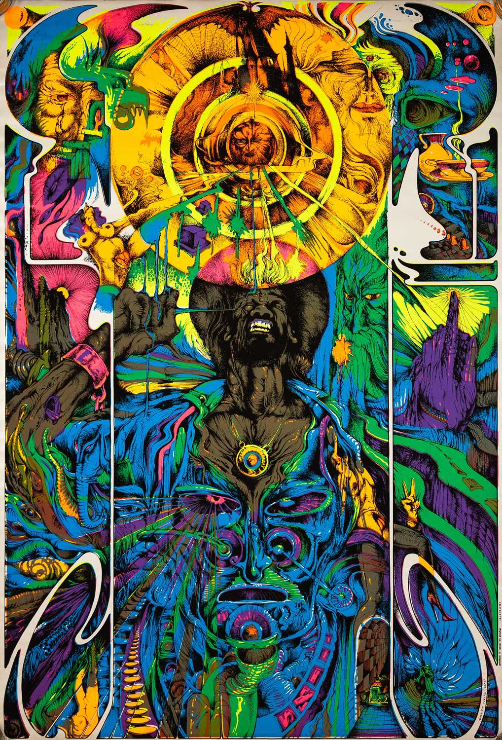 Lot 45 - ORIGINAL BLACKLIGHT POSTER BY SHOHAR - ASHER EIN DOR - 1972.