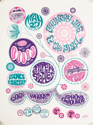 Lot 67 - THE DOORS - ORIGINAL 1967 CONCERT POSTER DESIGN BY ROSIE HAYNES.