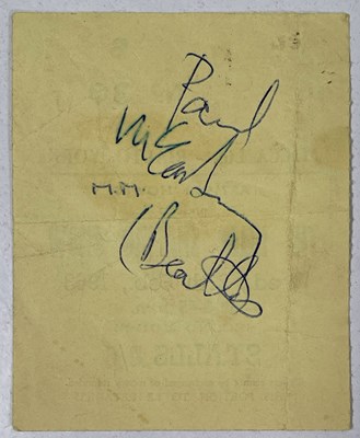 Lot 317 - THE BEATLES - PAUL MCCARTNEY SIGNED 1963 TICKET STUB.