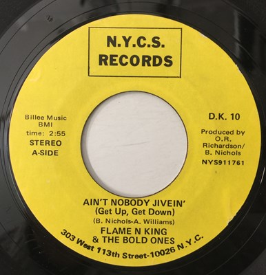 Lot 69 - FLAME N KING & THE BOLD ONES - HO HAPPY DAY 7" (N.Y.C.S. RECORDS D.K. 10)