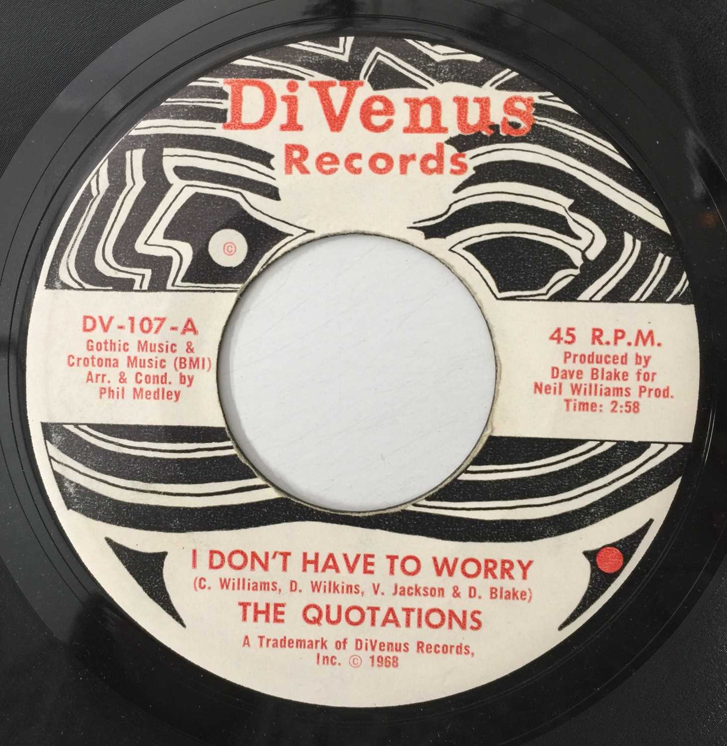 Lot 25 - THE QUOTATIONS - I DON'T HAVE TO WORRY/ IT CAN HAPPEN TO YOU 7" (US NORTHERN - DiVENUS RECORDS - DV-107)