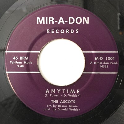 Lot 44 - THE ASCOTS - ANYTIME/ SOMETIMES I WONDER 7" (US ORIGINAL - MIR-A-DON - M-D 1001)
