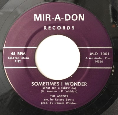 Lot 44 - THE ASCOTS - ANYTIME/ SOMETIMES I WONDER 7" (US ORIGINAL - MIR-A-DON - M-D 1001)